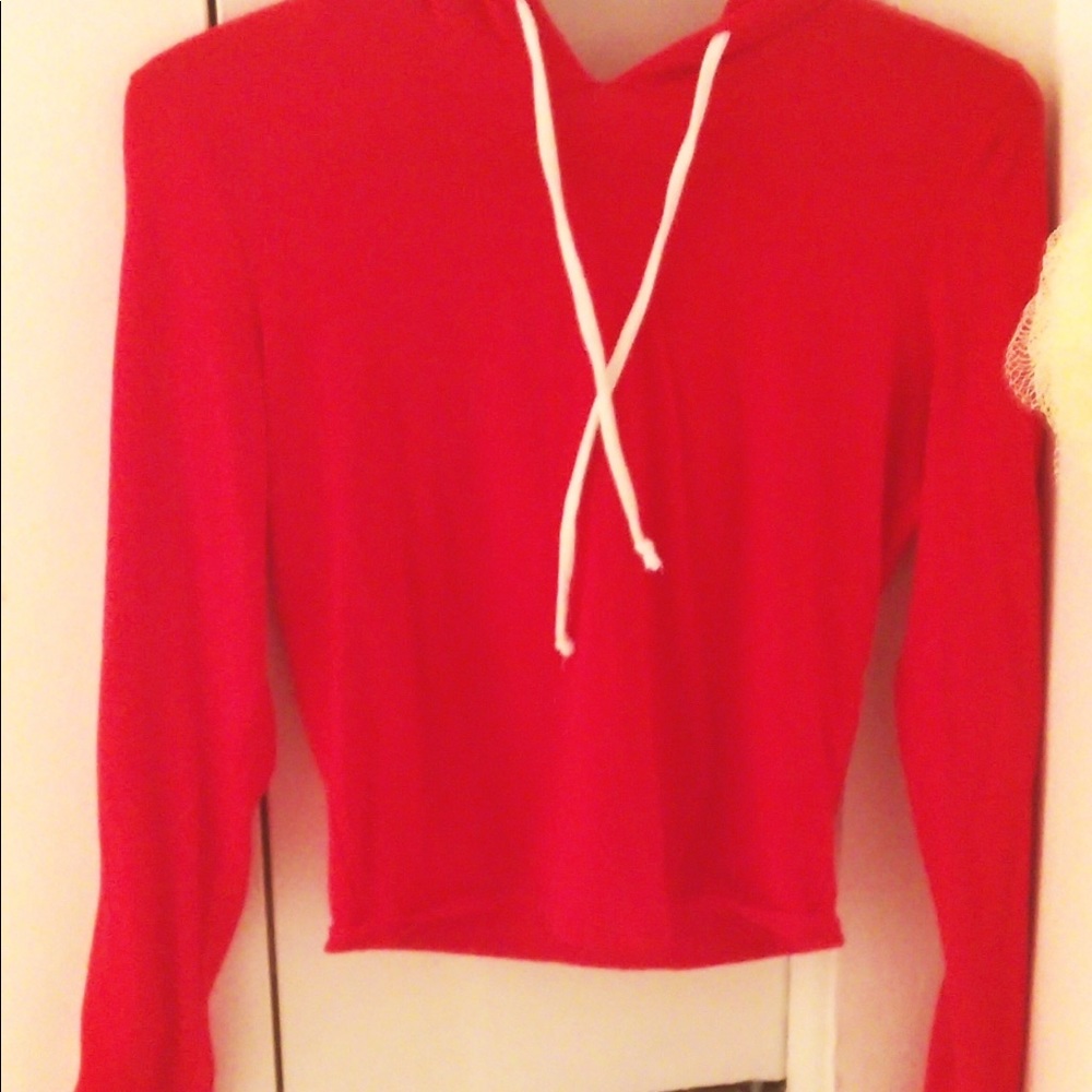 Red and white hoodie